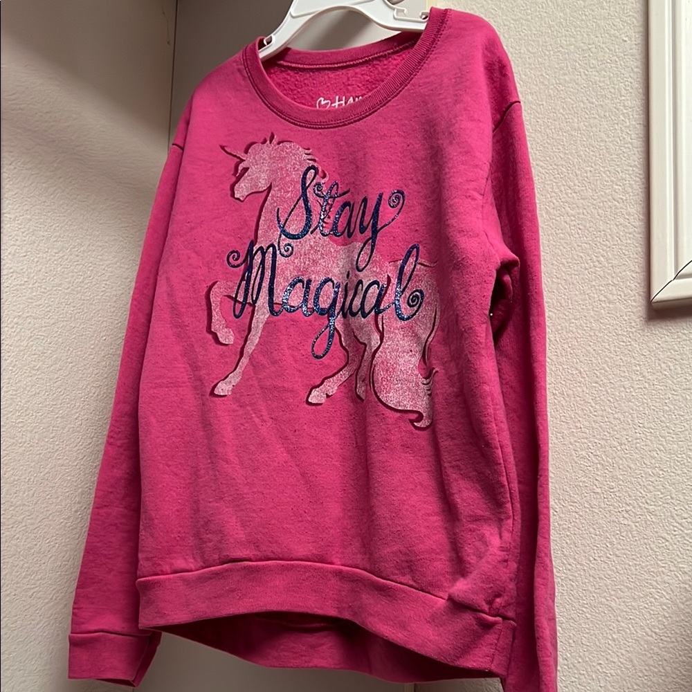 Hanes Pink 'Stay Magical' Unicorn Sweatshirt